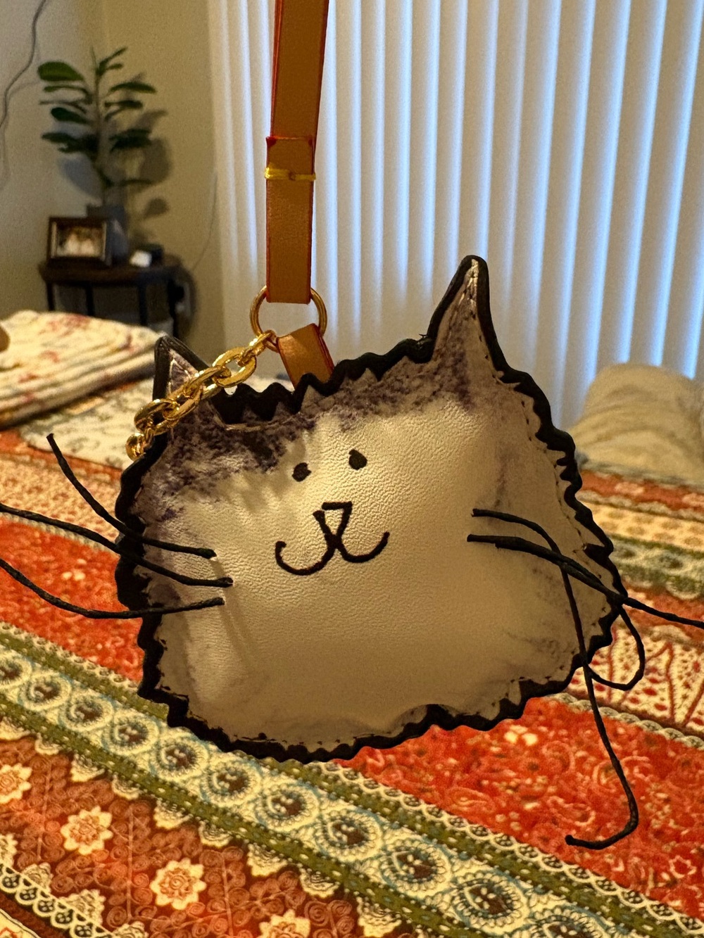 CAT FAT BAG CHARM - BLACK AND WHITE